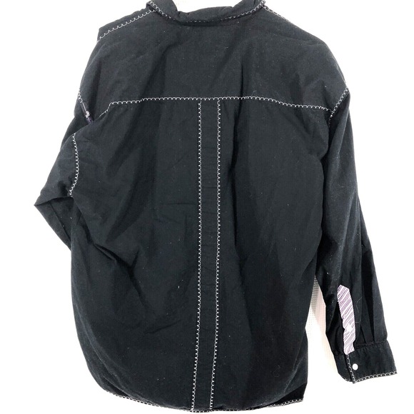 Akademiks shirt men's large black accent stitching split side hiphop - Picture 2 of 7